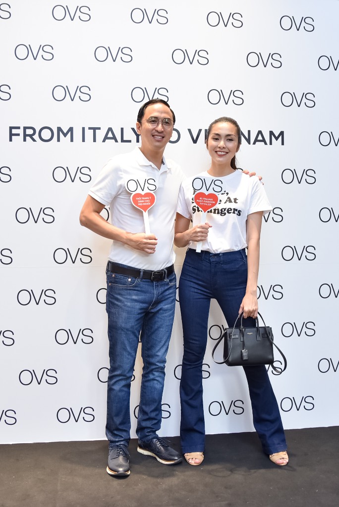 Hà Tăng rạng rỡ xuất hiện cùng chồng trong sự kiện khai trương cửa hàng OVS đầu tiên tại Việt Nam