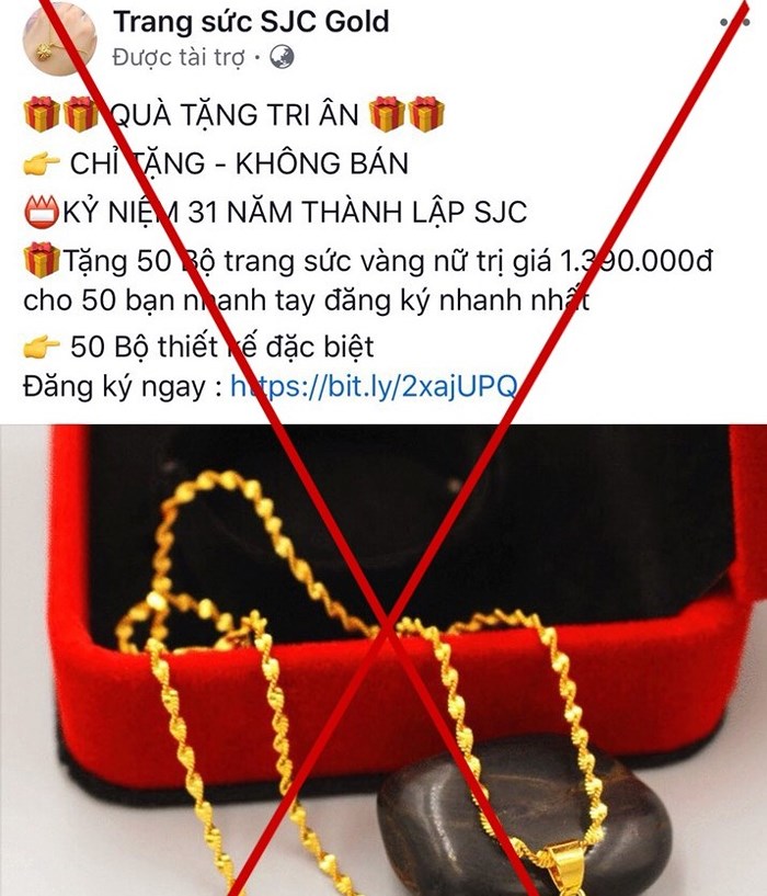 Cảnh báo: Giả danh công ty SJC tặng vàng nữ trang miễn phí