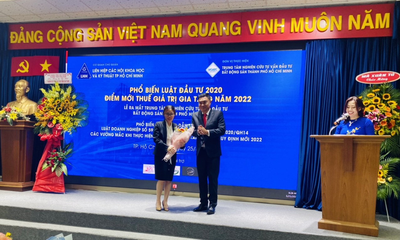 Liên hiệp các Hội Khoa học và Kỹ thuật TP. Hồ Chí Minh tổ chức  hội thảo về Luật đầu tư, Thuế giá trị gia tăng và ra mắt Trung tâm  Nghiên cứu, Tư vấn