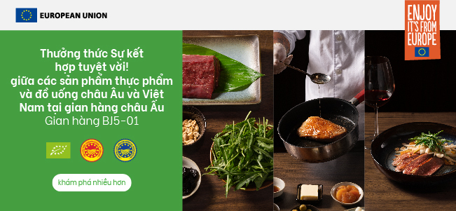 Gian hàng Liên minh châu Âu sẽ giới thiệu những nét đặc điểm độc đáo của thực phẩm và thức uống châu Âu tại ‘Food & Hotel Vietnam 2022’ từ ngày 7 đến